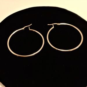 Large Sterling Hoop Huggie Earrings 925 STERLING